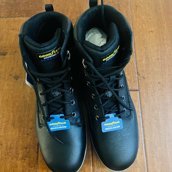 GOOD YEAR.
ENGINEERED BY
SKECHERS size 13 BLACK NEW WORK BOOTS - Picture 3 of 11